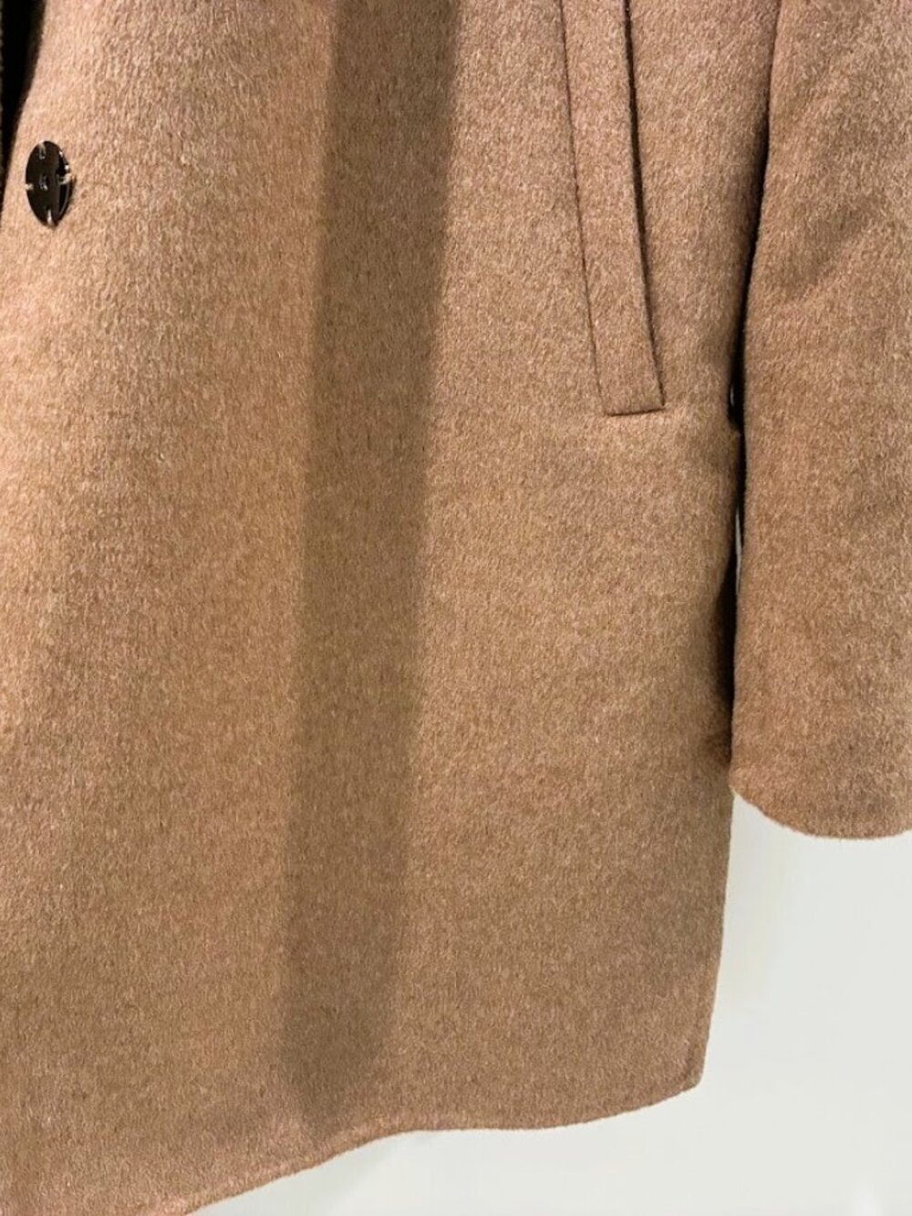Belle & Bloom Camel Wool Blend Snap Front Coat Tan Jacket Minimalist Women's M - Picture 7 of 9